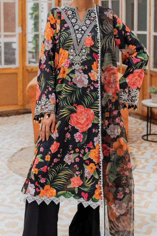 Gul-e-Lala - 3 Piece - Embroidered Lawn