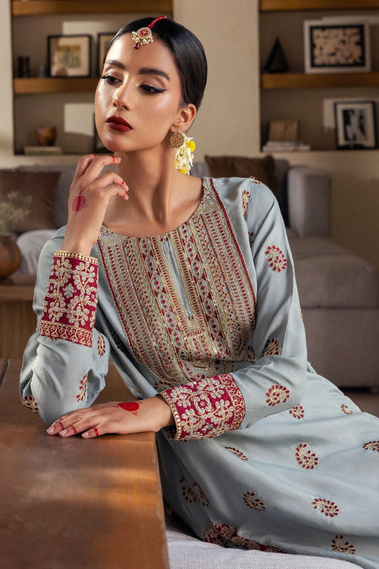 Zebunissa - 2 Piece - Raw Silk(Shirt/Garara) - Stitched - Ghonche Official