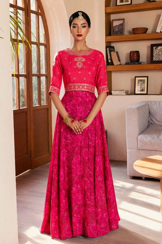 Mumtaz - 2 Piece Raw Silk(Choli/Lehnga) - Stitched - Ghonche Official