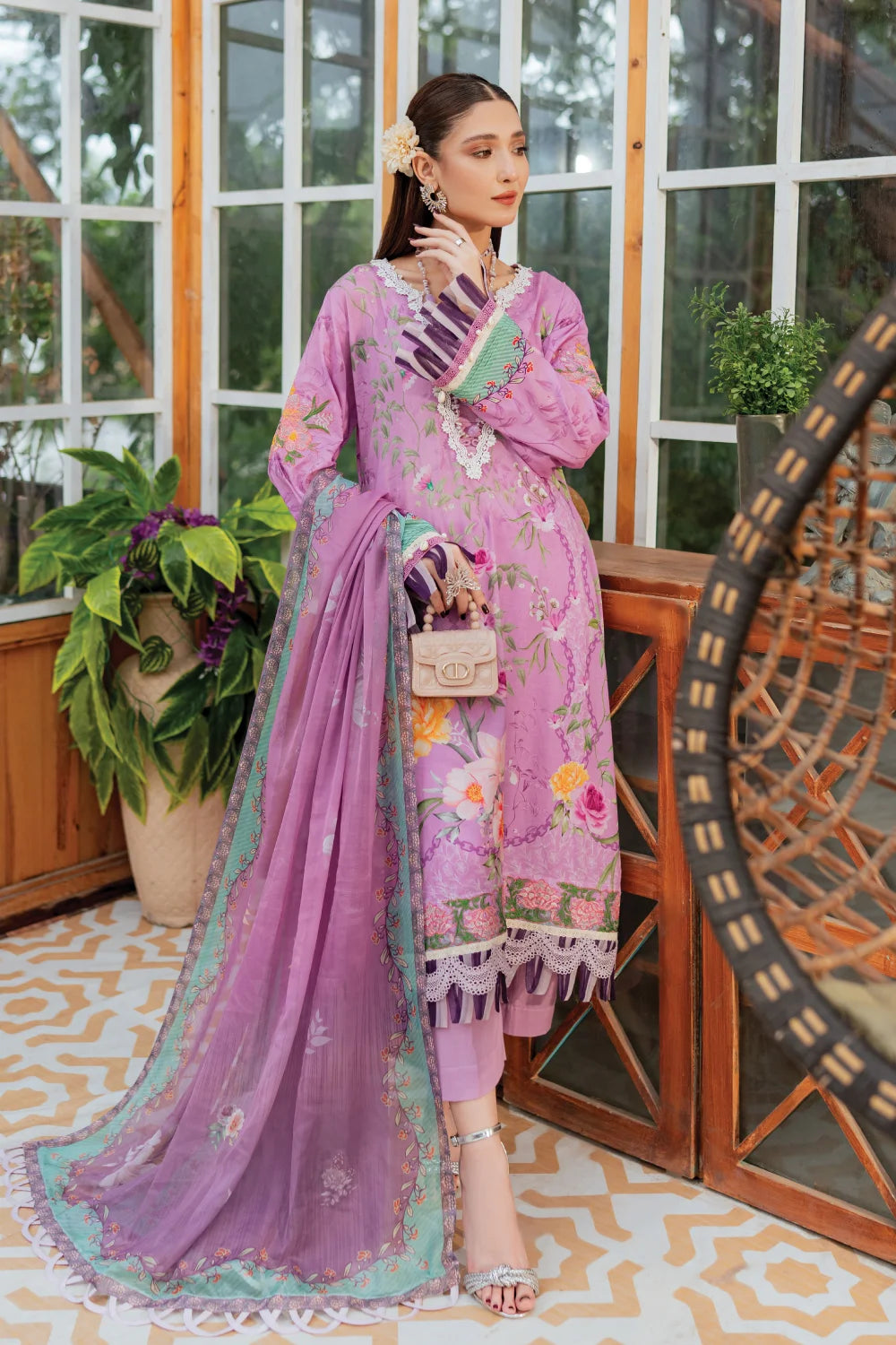 Phulkari - 3 Piece - Embroidered Lawn - Ghonche Official