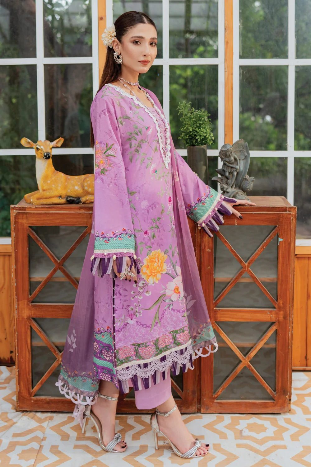 Phulkari - 3 Piece - Embroidered Lawn - Ghonche Official