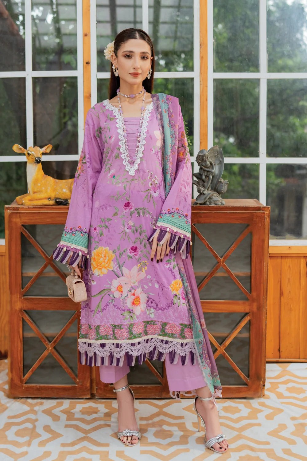 Phulkari - 3 Piece - Embroidered Lawn - Ghonche Official