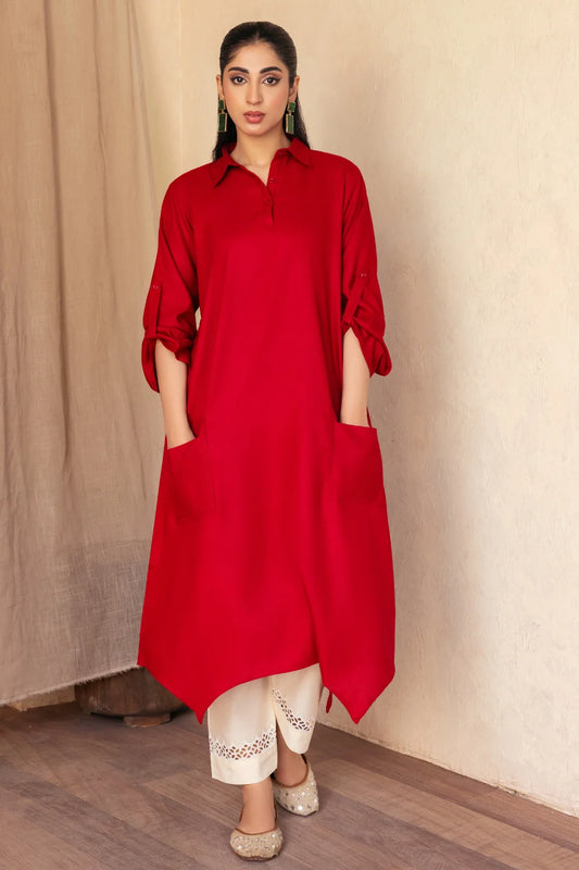 Hot Red Long Shirt - Ghonche Official