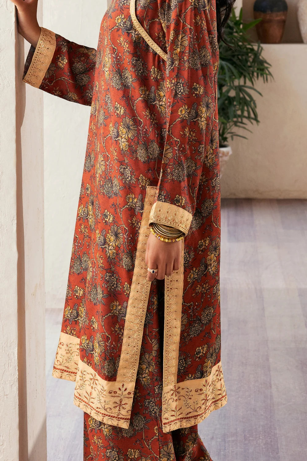 Mehrunisa - 2 Piece - Raw Silk(Shirt/Trouser) - Stitched - Ghonche Official