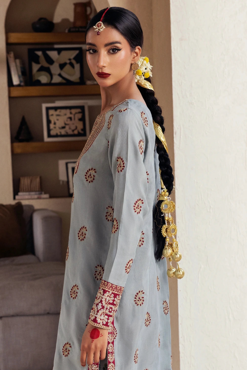 Zebunissa - 2 Piece - Raw Silk(Shirt/Garara) - Stitched - Ghonche Official