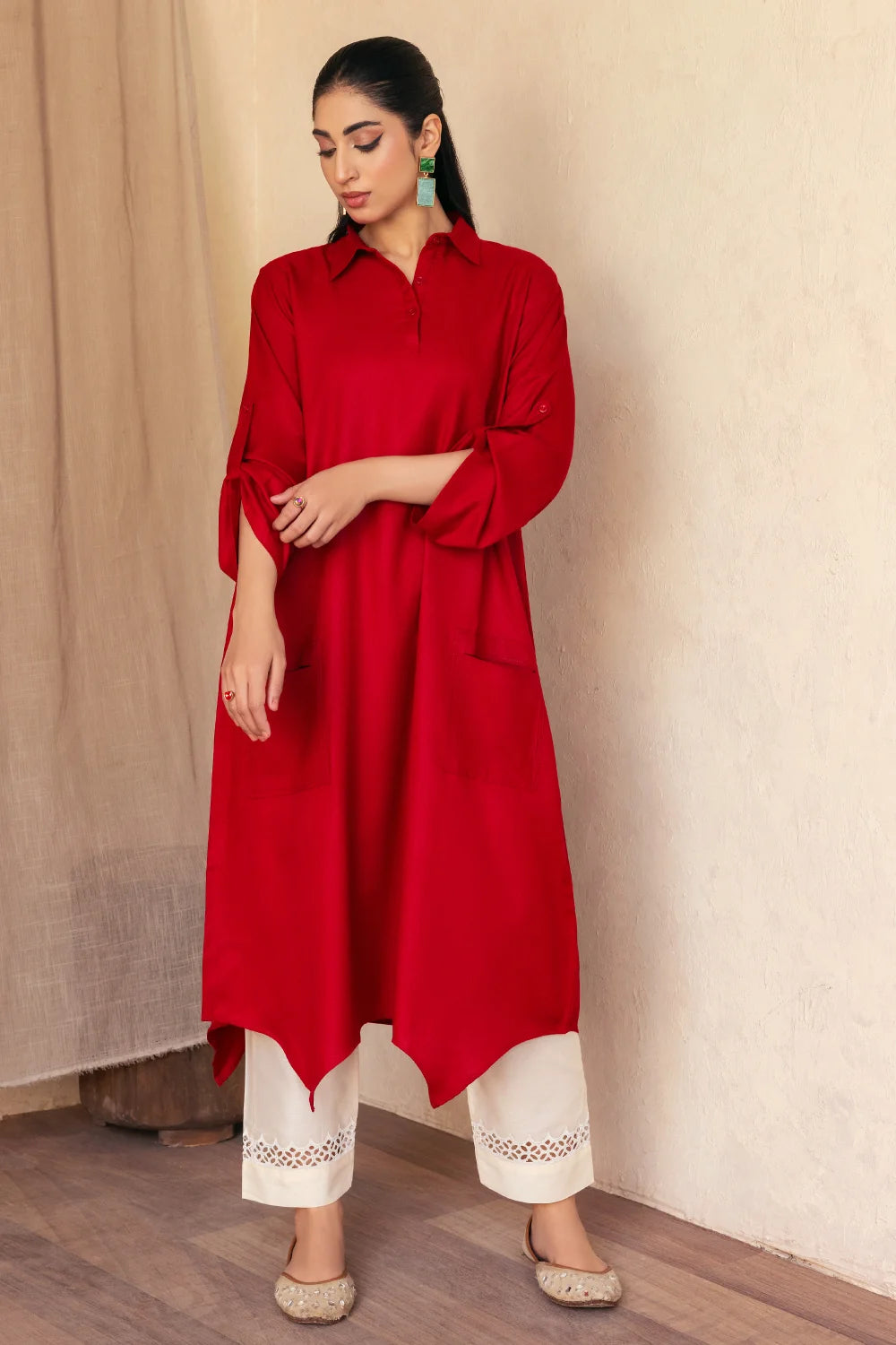 Hot Red Long Shirt - Ghonche Official