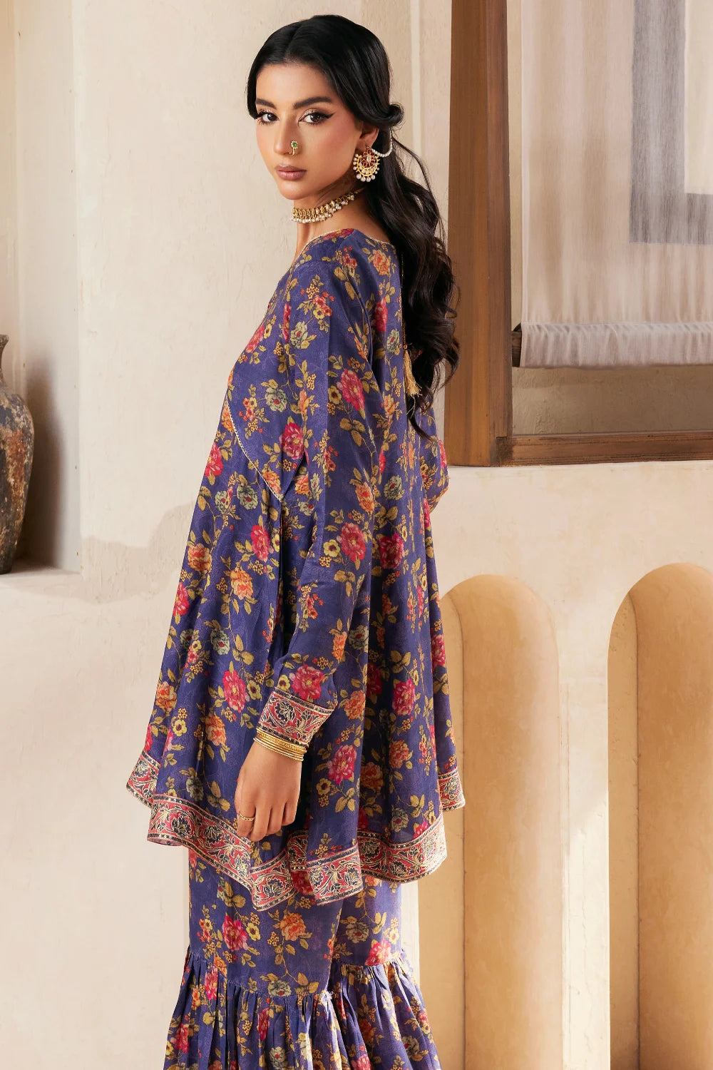 Farshi - 2 Piece - Raw Silk(Shirt/Garara) - Stitched - Ghonche Official