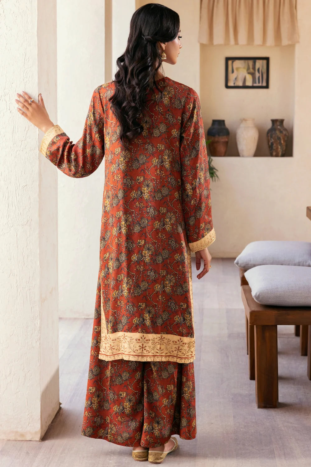 Mehrunisa - 2 Piece - Raw Silk(Shirt/Trouser) - Stitched - Ghonche Official