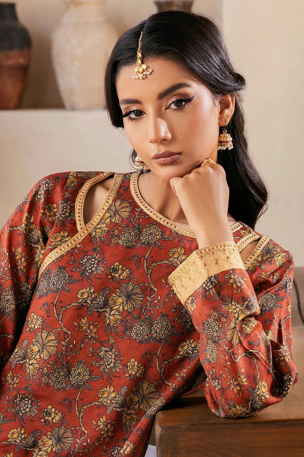 Mehrunisa - 2 Piece - Raw Silk(Shirt/Trouser) - Stitched - Ghonche Official