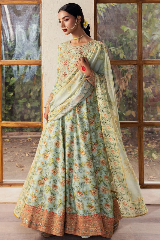 Jahanara - 2 Piece - Raw Silk(Frock/Dupatta) - Stitched - Ghonche Official